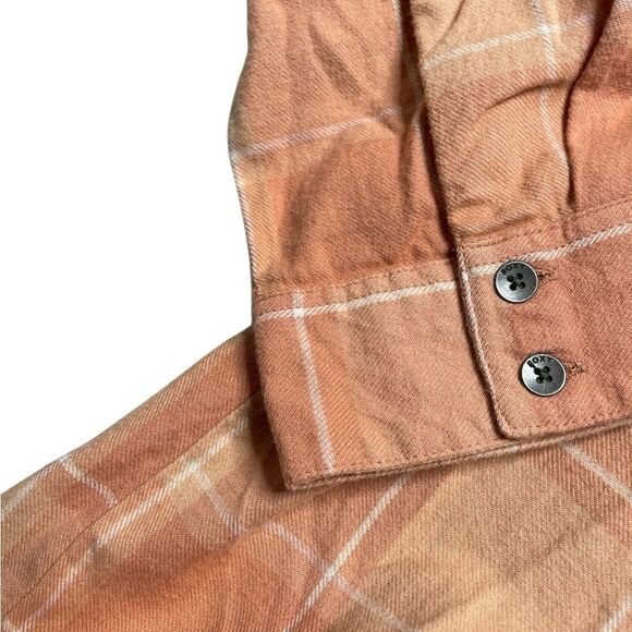 NWT ROXY Turn It Up Check Button Down Shirt Orange White Size Large - Picture 7 of 10